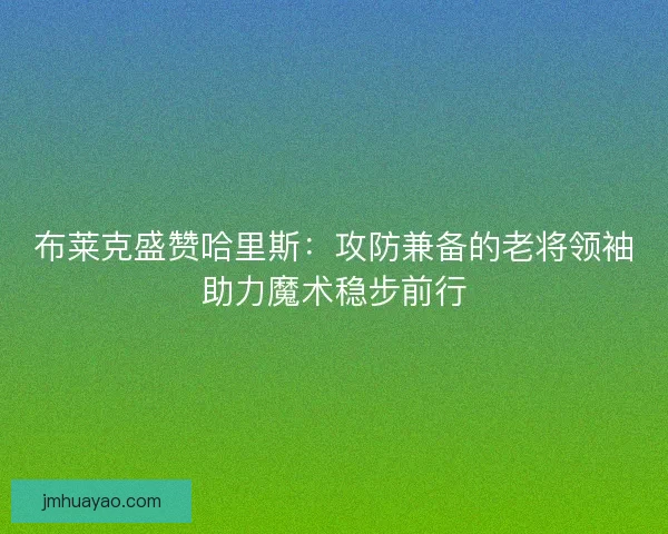布莱克盛赞哈里斯：攻防兼备的老将领袖助力魔术稳步前行