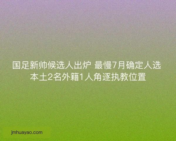 国足新帅候选人出炉 最慢7月确定人选 本土2名外籍1人角逐执教位置