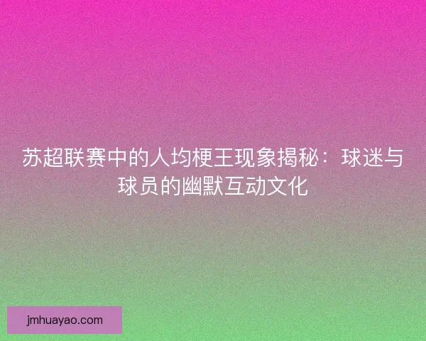 苏超联赛中的人均梗王现象揭秘：球迷与球员的幽默互动文化